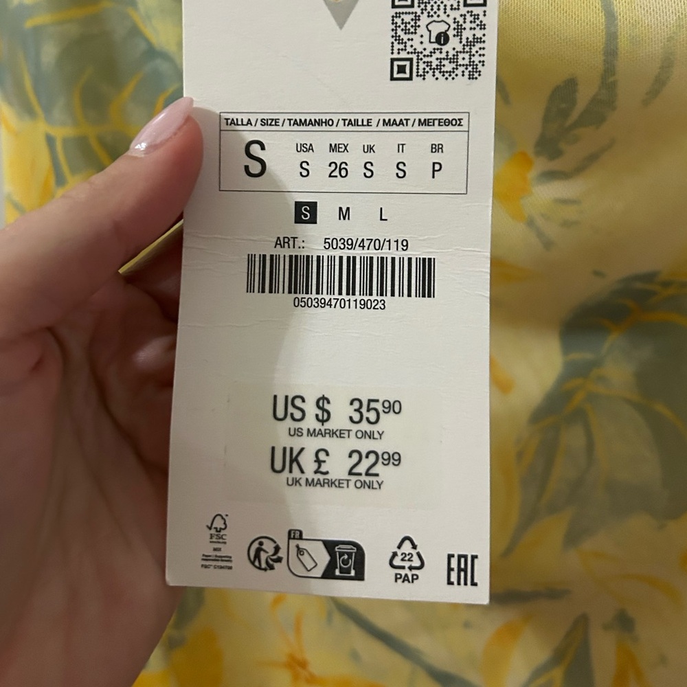 Zara Yellow and Green Floral Slip Dress